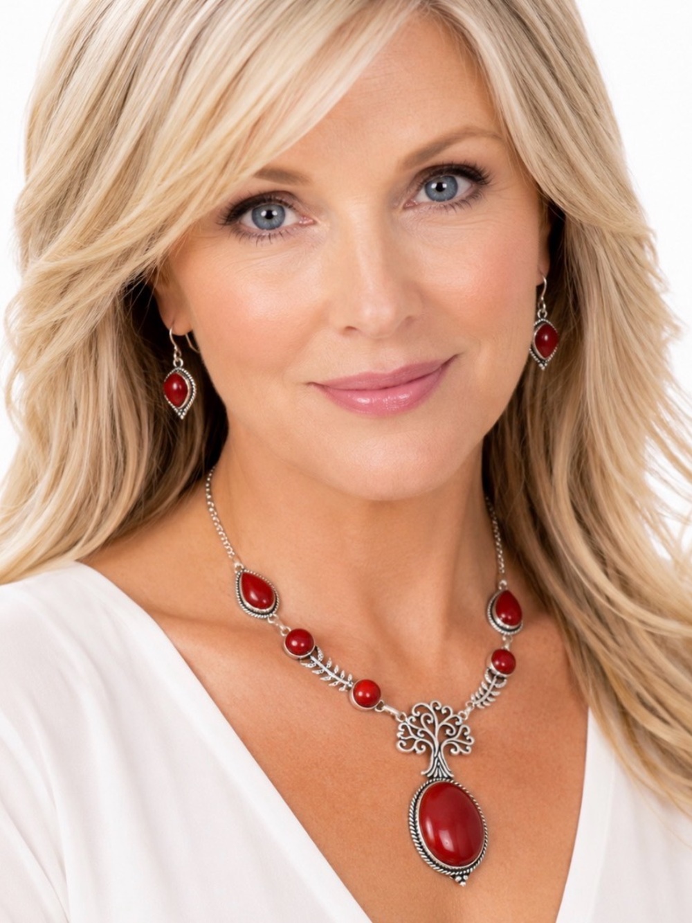 Coral Gemstone Designer Necklace/Earrings